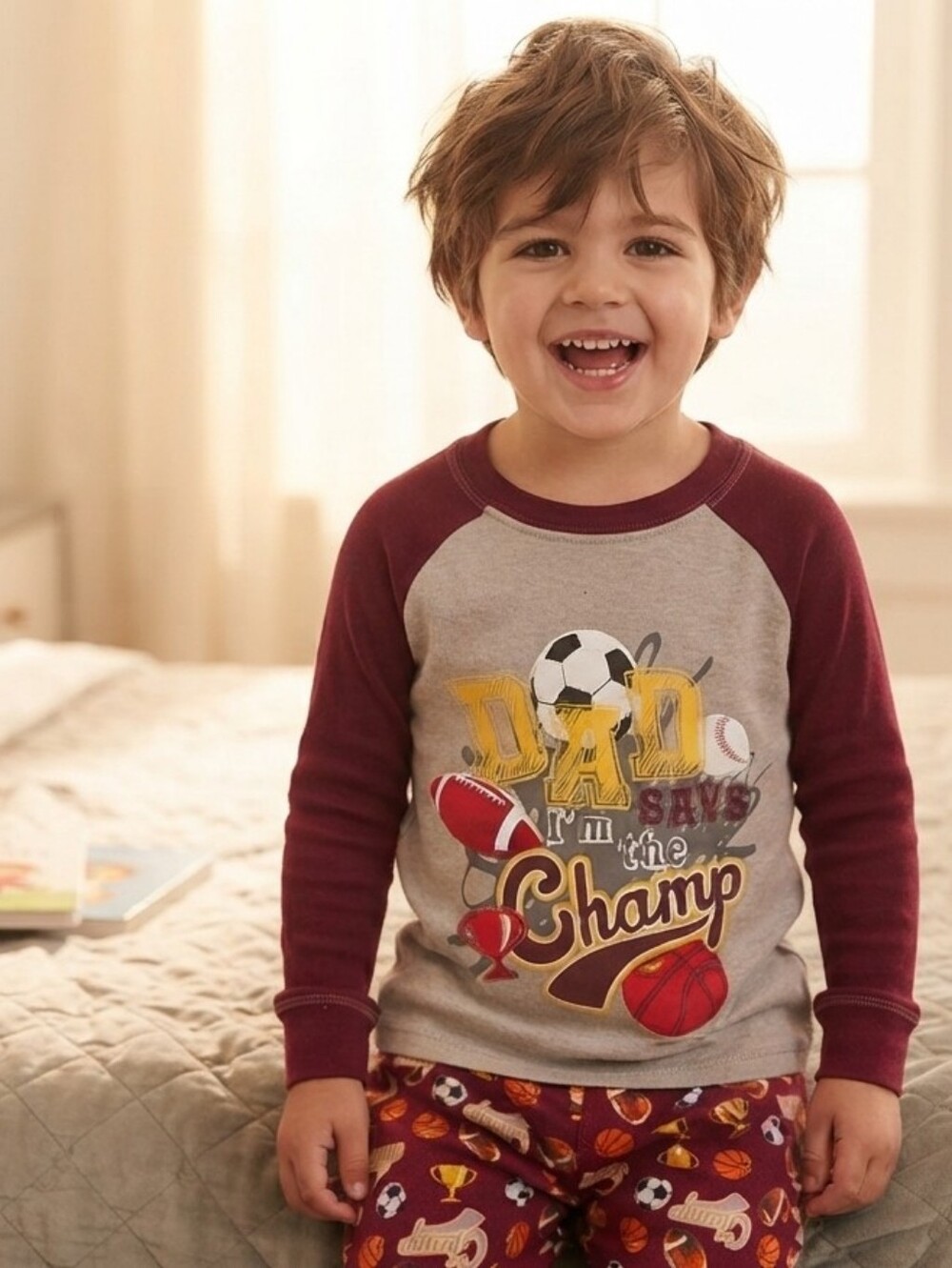 Champion 4T Kids Sports Pajama Set - Burgundy and Gray